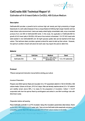 Cultivation of Hi-5 Insect Cells in Ex-CELL 405 Culture Medium